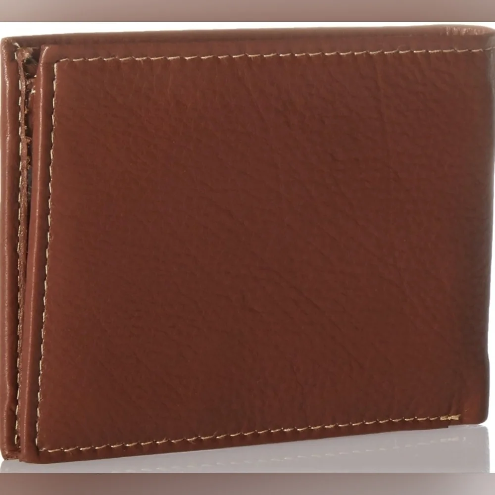 Timberland Men's Wellington Leather RFID Bi Fold Commuter Wallet In Cognac, New!
